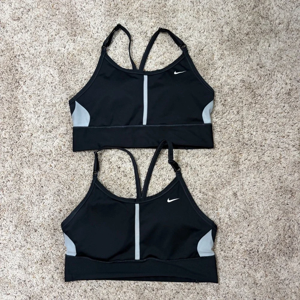 Nike Indy Womens Padded Sports Bra Bundle‎ Black Grey Large 2 Pack